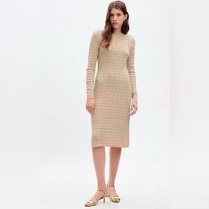 GAP Gold Flecked Long Sleeve Textured Knit Dress in Women’s sz M
